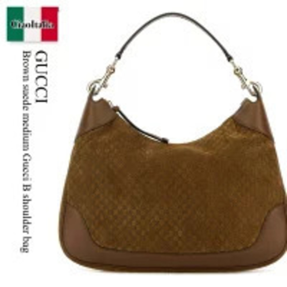 Gucci Bag Handbag Brown Suede Shoulder Pouch